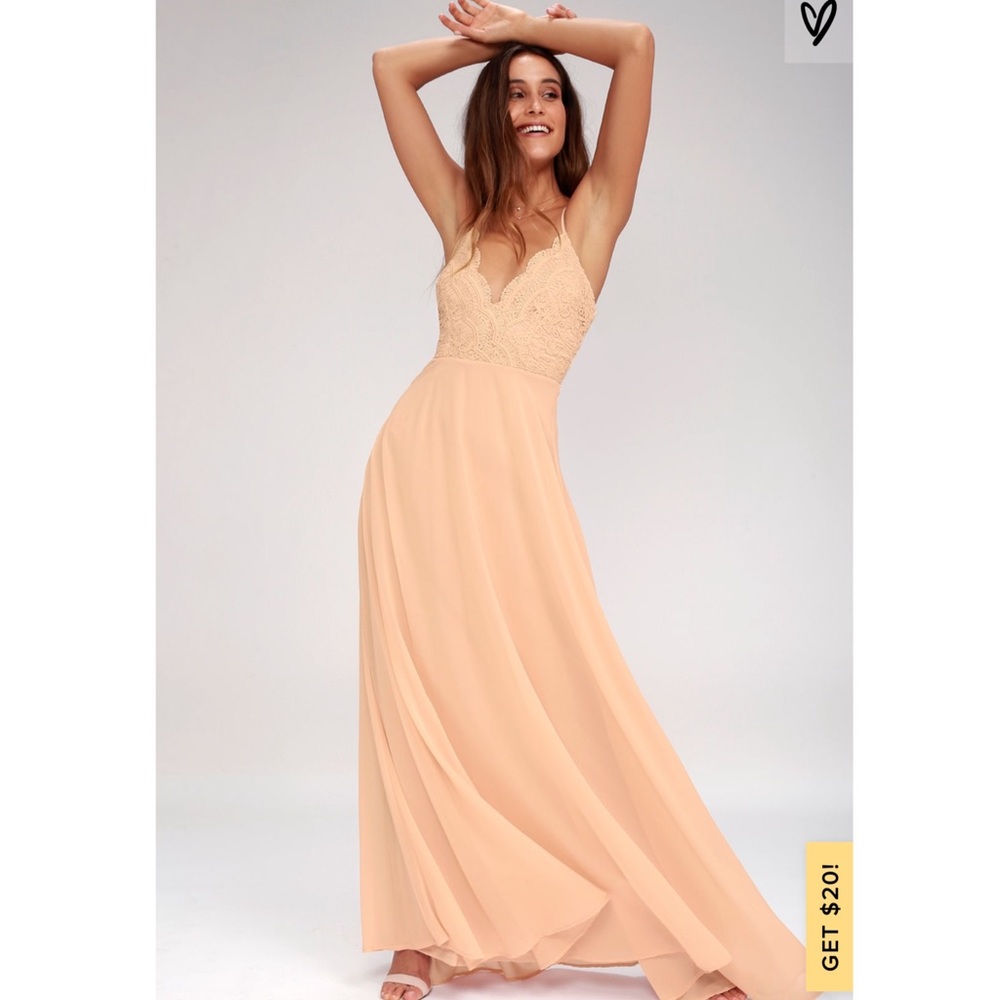 Madalyn Blush Lace Crochet Maxi Dress